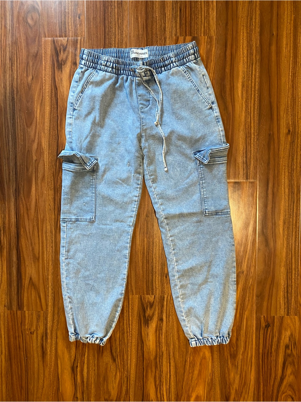 No Boundaries s (4-6) light-wash denim look cargo jogger pants